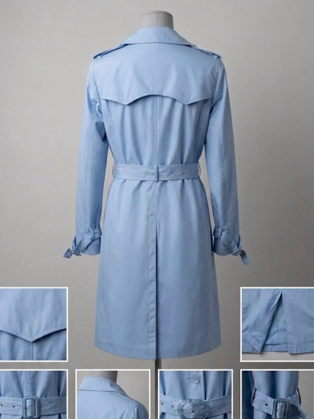 Kenneth Cole Reaction Periwinkle Blue Trench Coat L